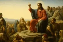 Picture of a Jesus talking to a crowd